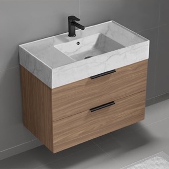 Bathroom Vanity Floating Bathroom Vanity, Modern, Walnut, 32